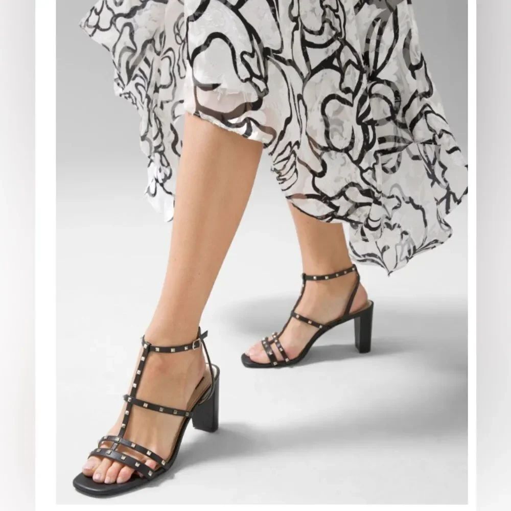 #officesiren 💃 WHBM SZ 7 Deep Plum Studded Gladiator Strappy Heeled Sandals